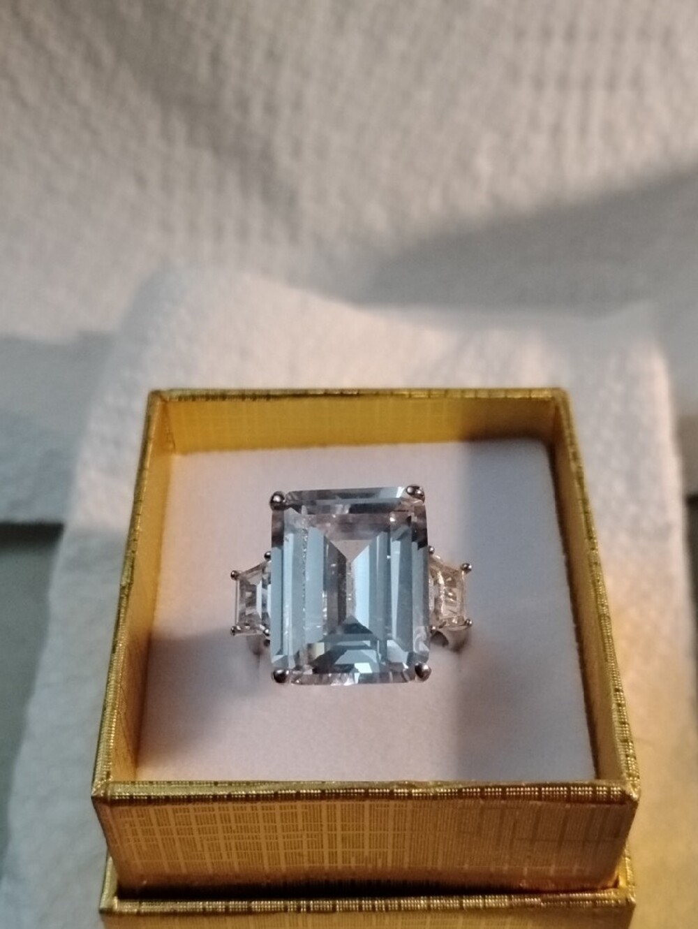 Joan Boyce Emeral-Cut CZ Engagement Ring Size 8